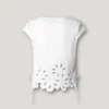 T-Shirt mit durchbrochenen Blumen T-Shirt mit durchbrochenen Blumen