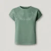 T-Shirt mit durchbrochenen Blumenverzierungen