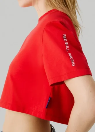 T-Shirt mit geradem Schnitt und Logo auf dem Ärmel