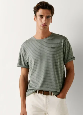 T-Shirt mit gerader Passform und Streifenmuster