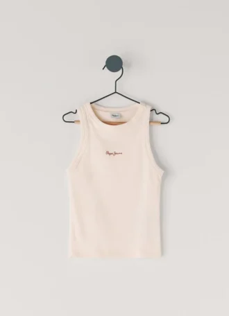 T-Shirt mit geripptem Logo-Print