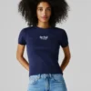 T-Shirt mit gesticktem Logo und Rippbündchen T-Shirt mit gesticktem Logo und Rippbündchen