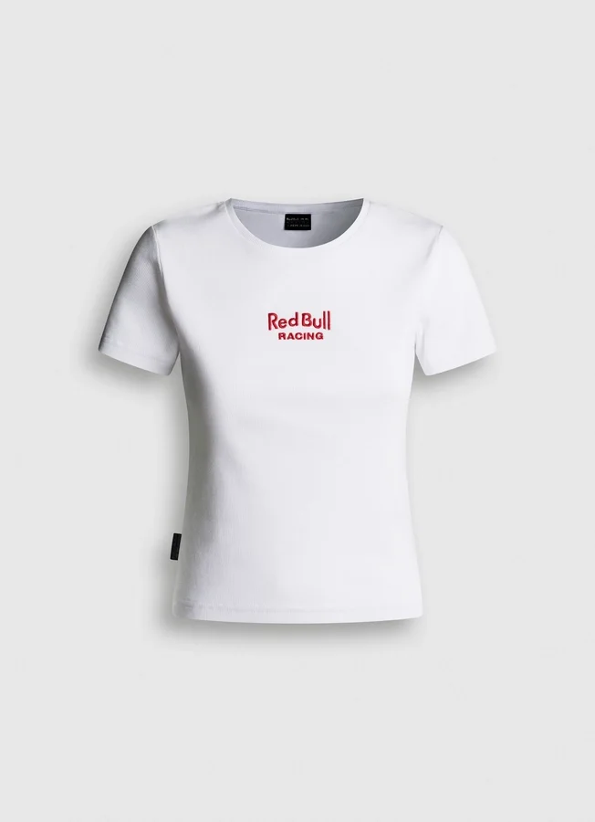 T-Shirt mit gesticktem Logo und Rippbündchen T-Shirt mit gesticktem Logo und Rippbündchen