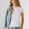 T-Shirt mit gesticktem Logo und Rippstrick T-Shirt mit gesticktem Logo und Rippstrick