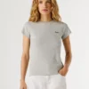 T-Shirt mit gesticktem Logo und Rippstrick