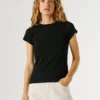 T-Shirt mit gesticktem Logo und Rippstrick
