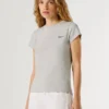 T-Shirt mit gesticktem Logo und Rippstrick