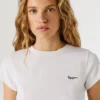 T-Shirt mit gesticktem Logo und Rippstrick T-Shirt mit gesticktem Logo und Rippstrick