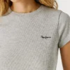 T-Shirt mit gesticktem Logo und Rippstrick