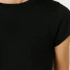 T-Shirt mit gesticktem Logo und Rippstrick