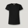 T-Shirt mit gesticktem Logo und Rippstrick