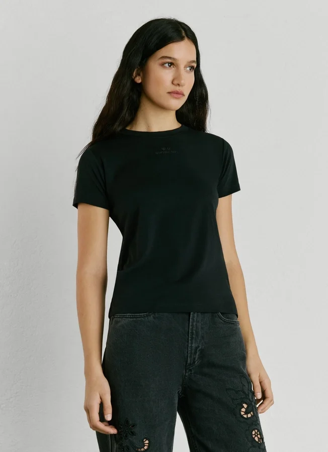 T-Shirt mit gesticktem W11-Logo T-Shirt mit gesticktem W11-Logo