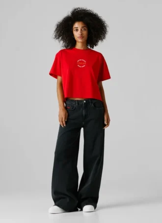 T-Shirt mit Rückenaufdruck und lockerer Passform