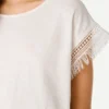 T-Shirt mit Rundhalsausschnitt und Fransen