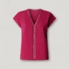 T-Shirt mit V-Ausschnitt und durchbrochenen Details