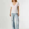 T-Shirt mit V-Ausschnitt und gesticktem Logo
