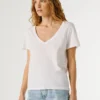 T-Shirt mit V-Ausschnitt und gesticktem Logo
