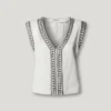 T-Shirt mit V-Ausschnitt und Nieten