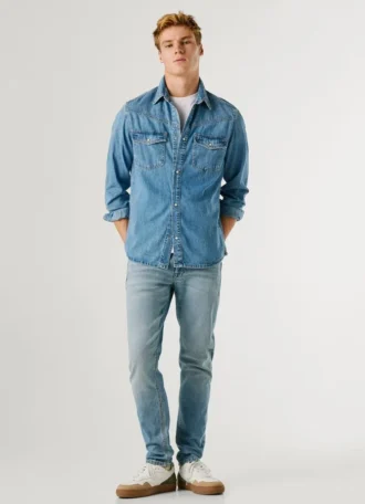 Taper-Fit-Jeans mit mittlerer Leibhöhe – Spike