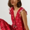 Top mit V-Ausschnitt und Blumenprint