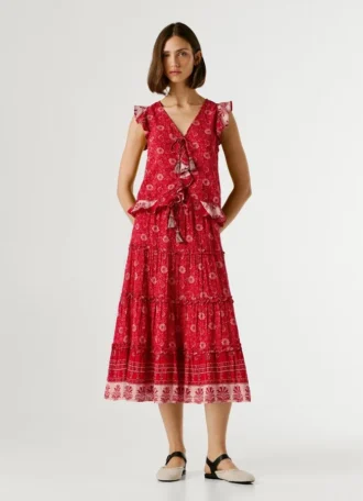 Top mit V-Ausschnitt und Blumenprint