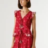 Top mit V-Ausschnitt und Blumenprint