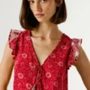 Top mit V-Ausschnitt und Blumenprint