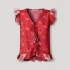 Top mit V-Ausschnitt und Blumenprint