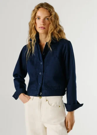 Twill-Jacke mit Hemdkragen