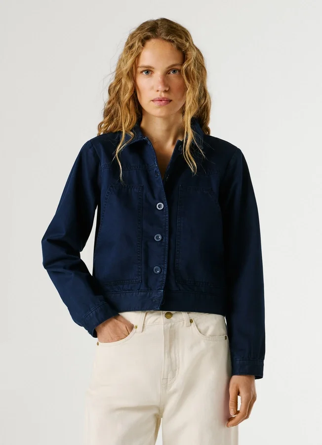 Twill-Jacke mit Hemdkragen Twill-Jacke mit Hemdkragen