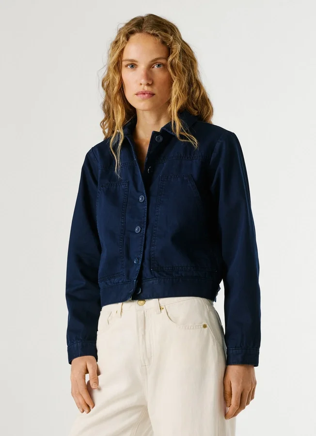 Twill-Jacke mit Hemdkragen Twill-Jacke mit Hemdkragen