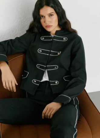Twill-Jacke mit Mao-Kragen