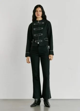 Twill-Jacke mit Mao-Kragen