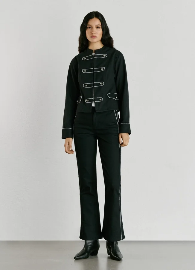 Twill-Jacke mit Mao-Kragen Twill-Jacke mit Mao-Kragen