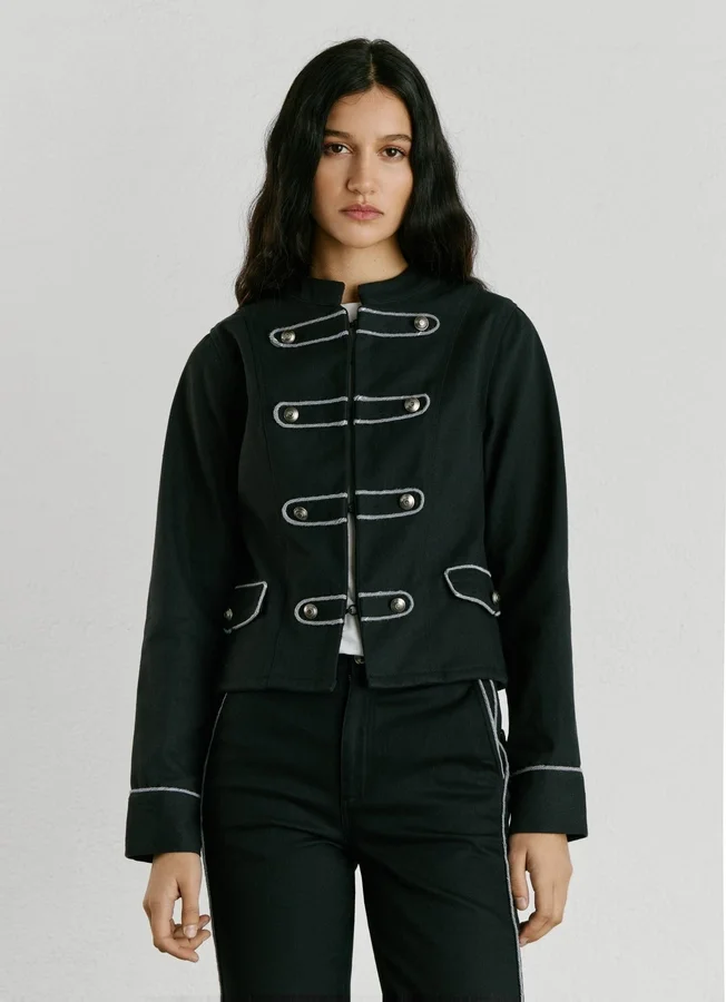 Twill-Jacke mit Mao-Kragen Twill-Jacke mit Mao-Kragen