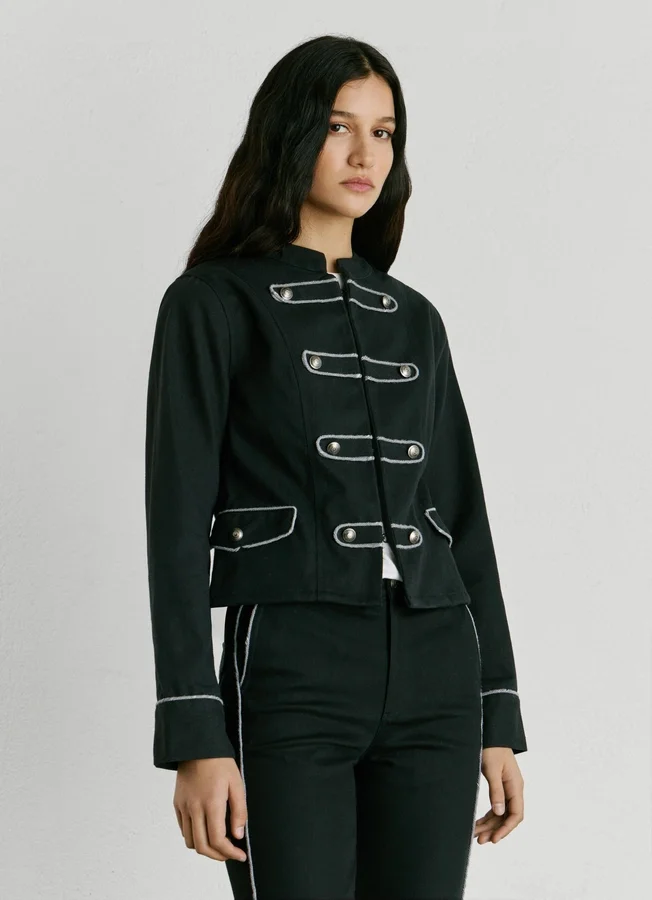 Twill-Jacke mit Mao-Kragen Twill-Jacke mit Mao-Kragen