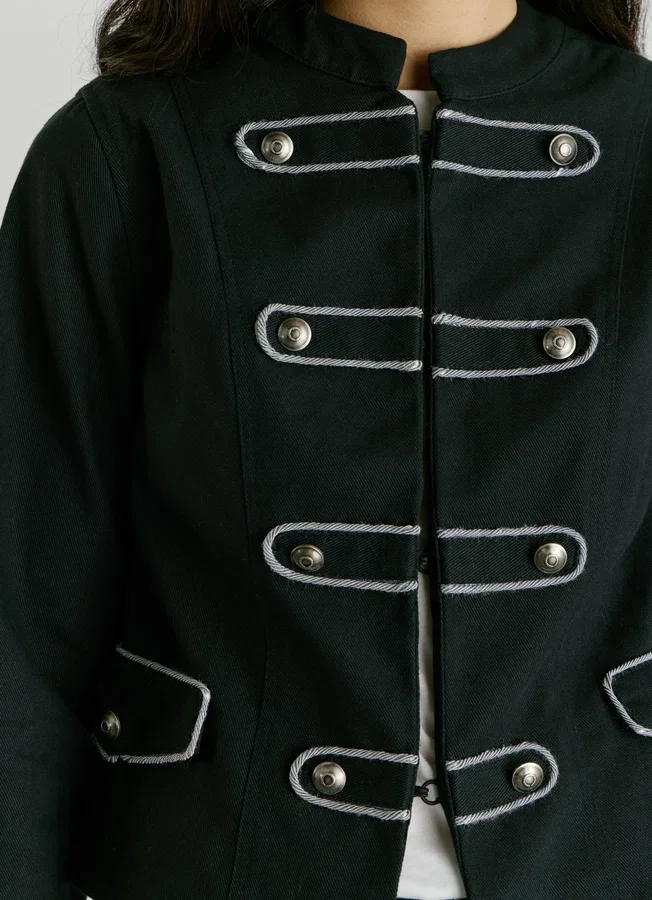 Twill-Jacke mit Mao-Kragen Twill-Jacke mit Mao-Kragen