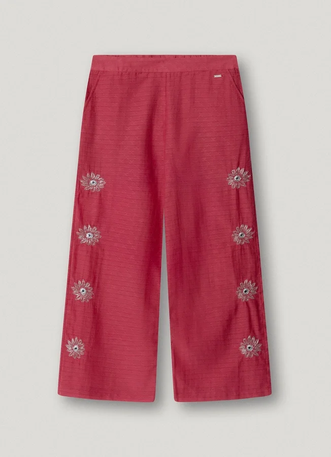 Weite Hose mit Blumenstickerei Weite Hose mit Blumenstickerei
