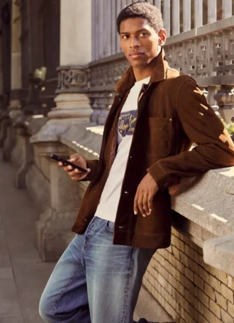 Wildlederjacke mit Knopfleiste