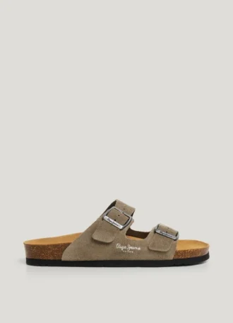 Wildledersandalen mit doppelter Schnalle