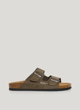 Wildledersandalen mit doppelter Schnalle