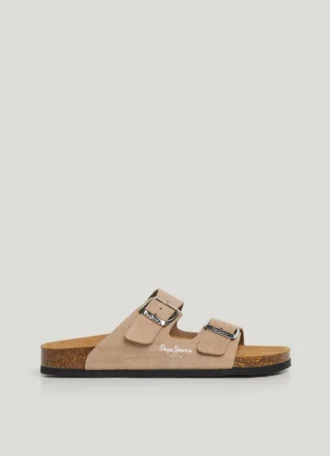 Wildledersandalen mit doppelter Schnalle