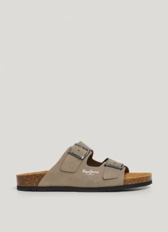 Wildledersandalen mit doppelter Schnalle